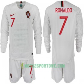 Koszulka Portugalia RONALDO 7 Dziecięcy Mistrzostwa Świata 2018 Wyjazdowe Stroje Piłkarskie Długi Rękaw